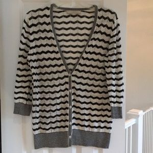 LOFT Black and White Cardigan